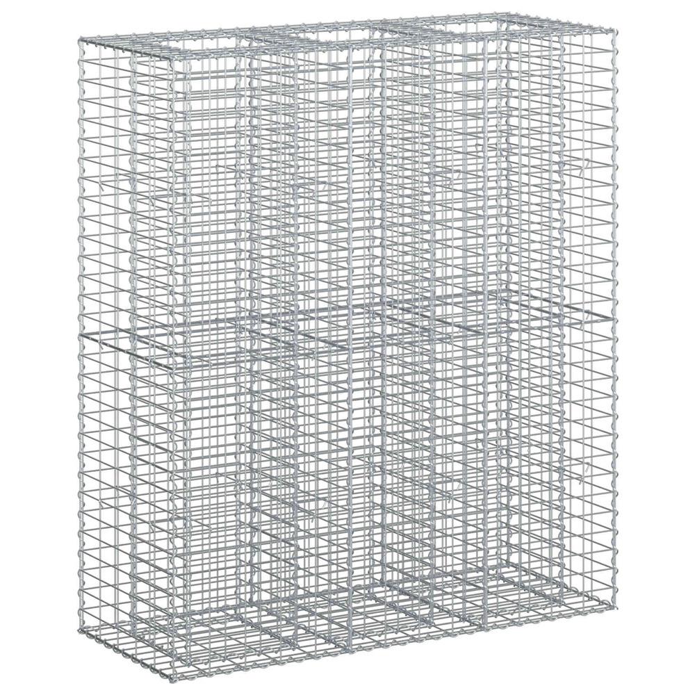 Lit surélevé gabion 2 pcs argenté 130 x 50 x 150 cm