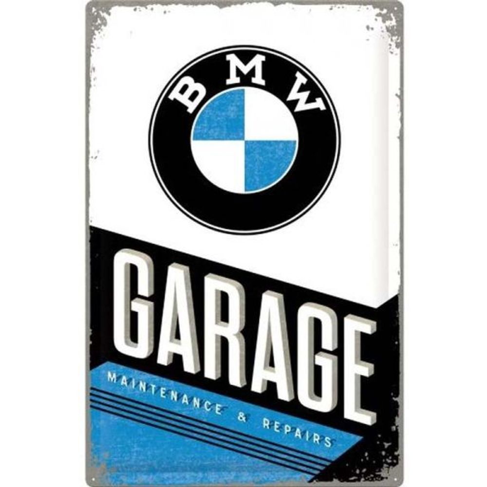 Plaque décorative en métal en relief 40 x 60 cm bmw garage