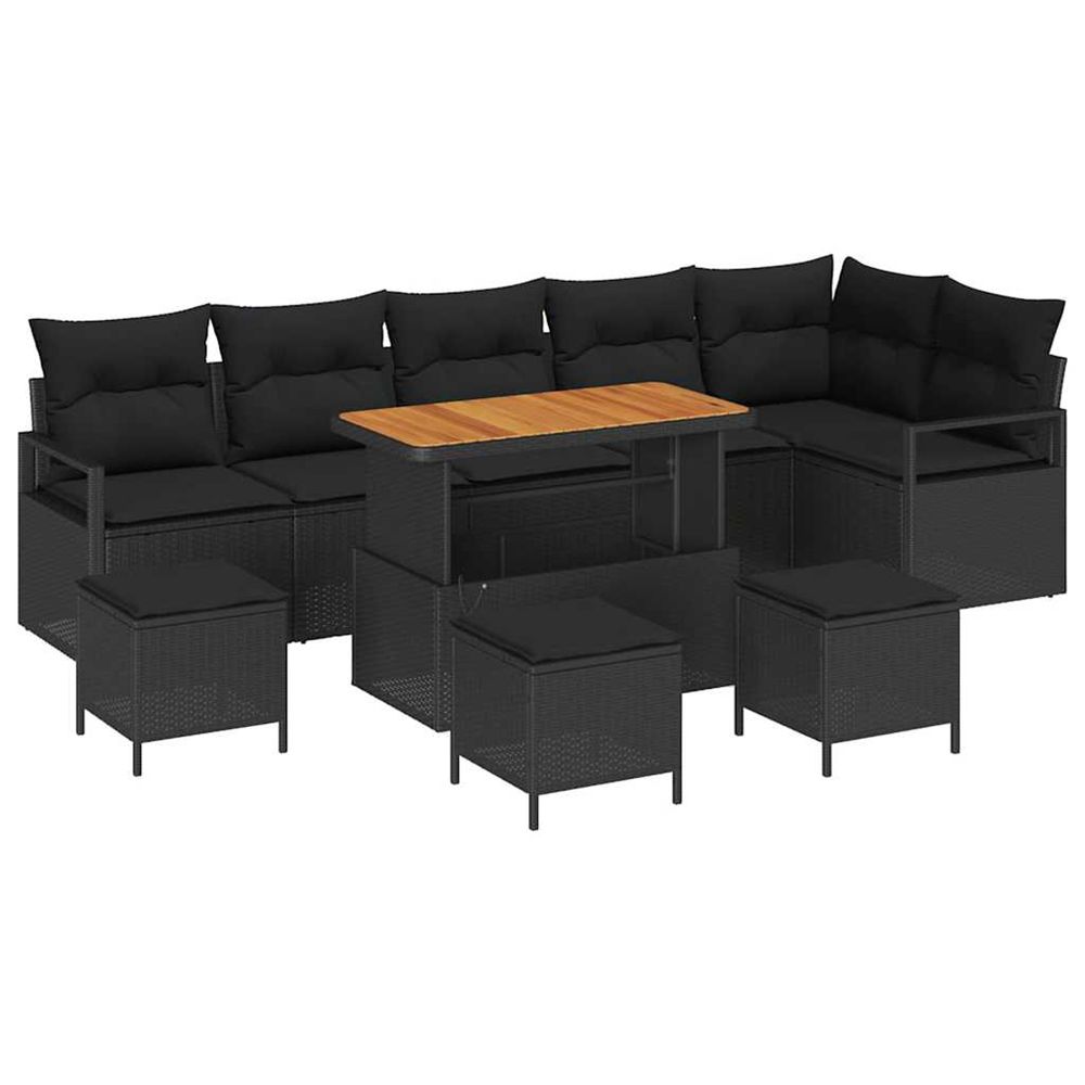 Ensemble de canapé de jardin 10 pc noir poly rotin