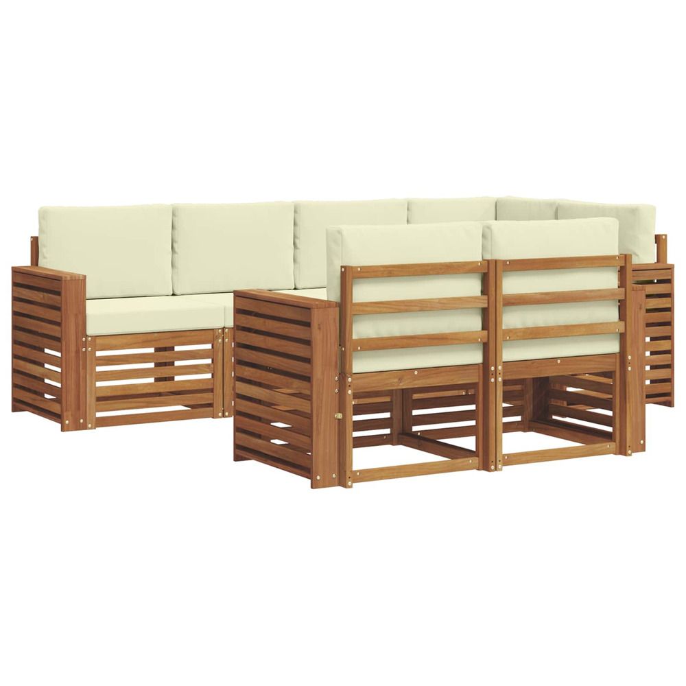 Ensemble de canapés d'extérieur 7 pc naturel et crème polyester