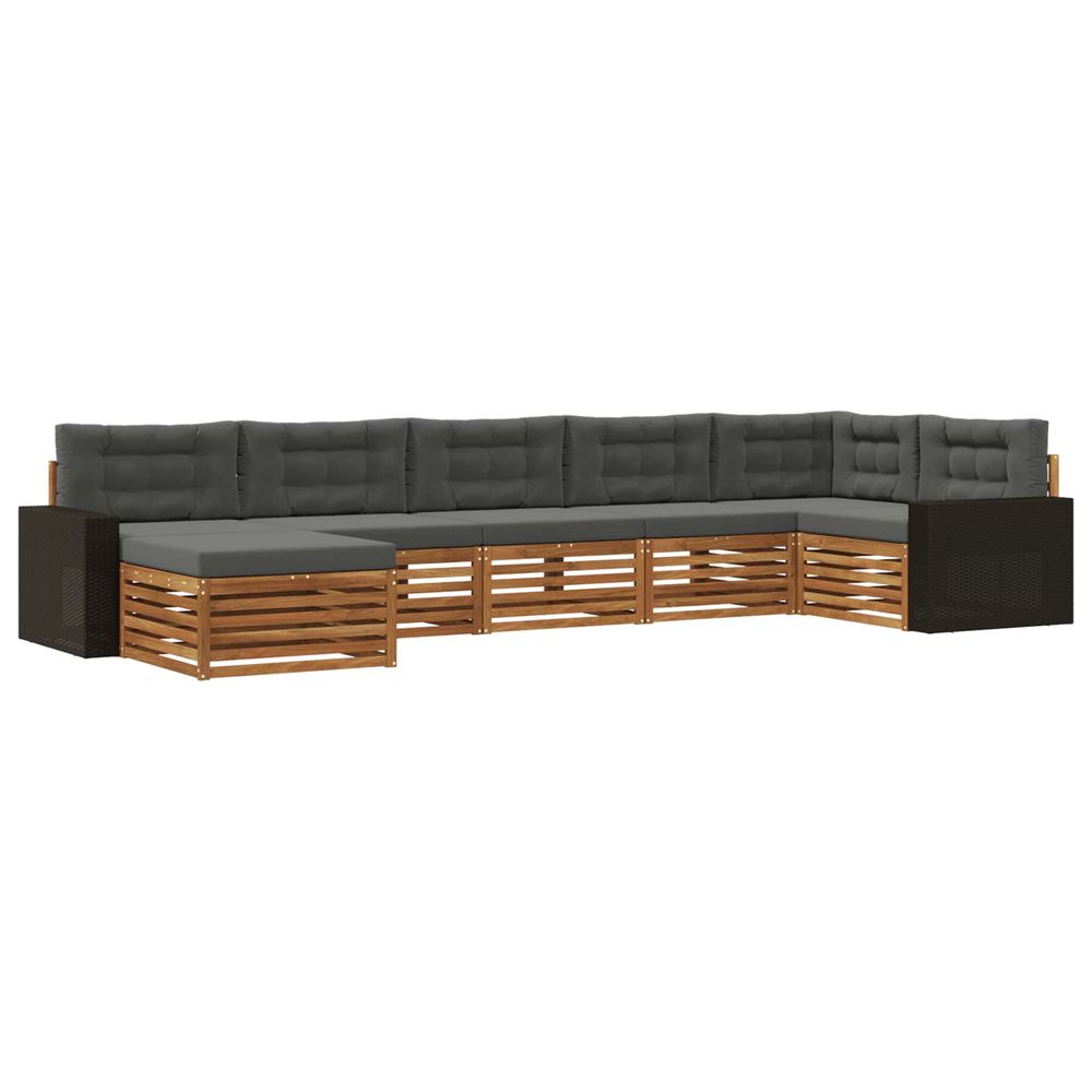 Ensemble de canapés d'extérieur 7 pc naturel et anthracite