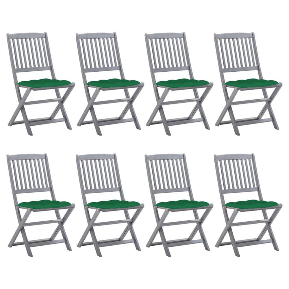 Chaises pliables d'extérieur lot de 8 et coussins bois d'acacia