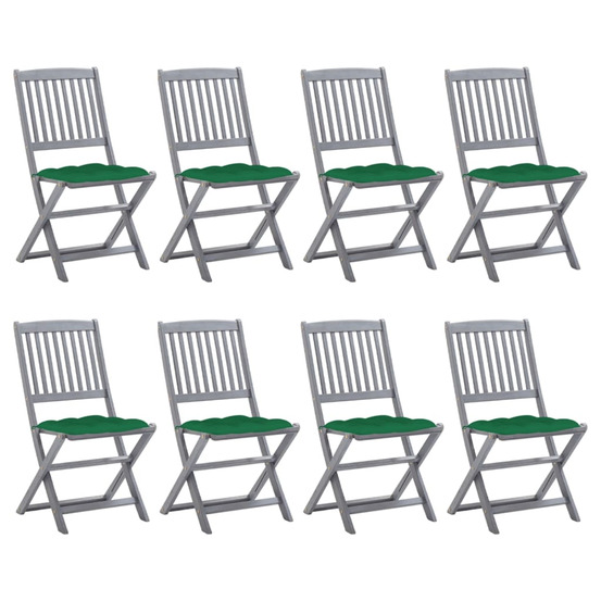 Chaises pliables d'extérieur lot de 8 et coussins bois d'acacia