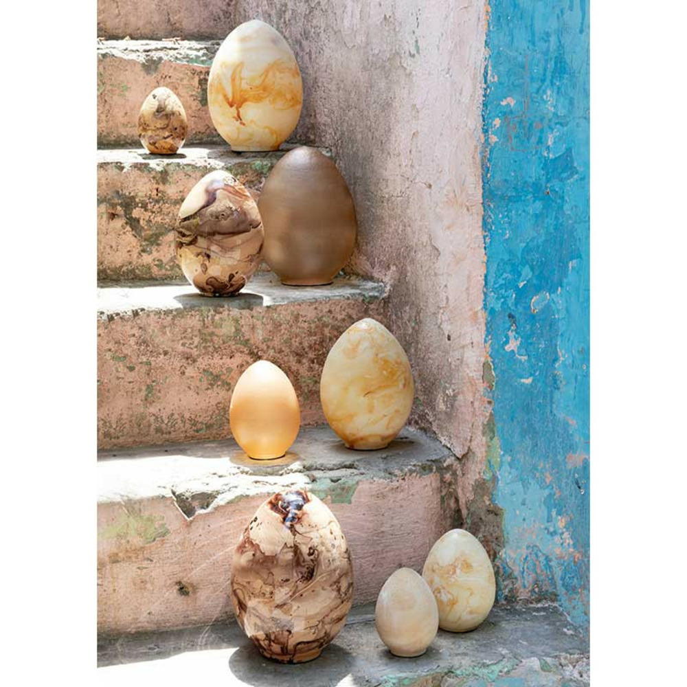 Œuf décoratif verre jaune 14x20cm