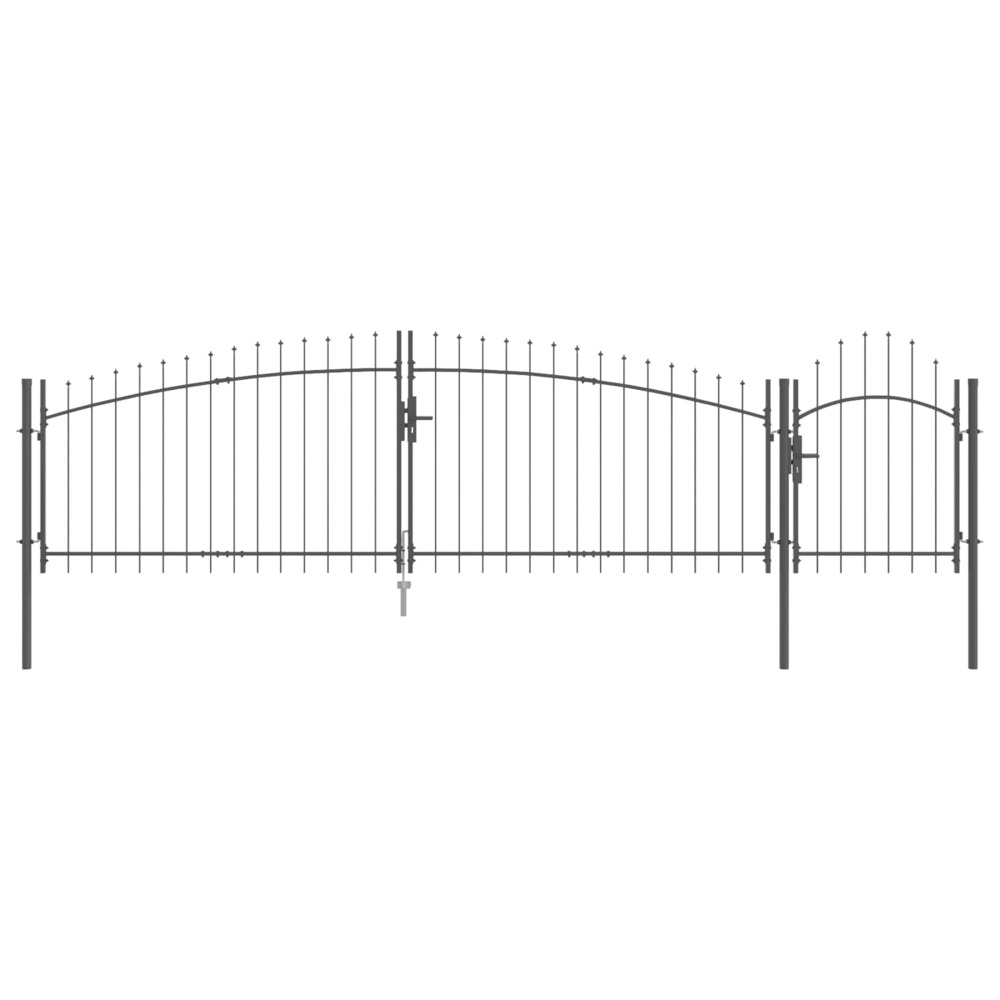 Porte de jardin avec verrouillage gris 125 x 500 cm acier