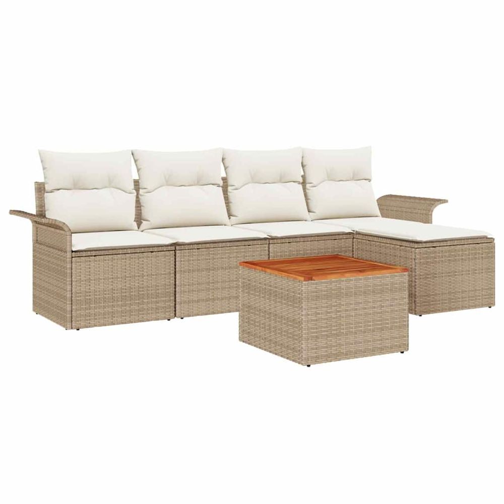 Ensemble de canapé de jardin 6 pc beige et crème polyrotin