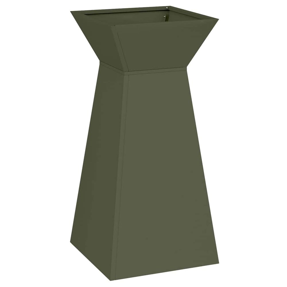 Jardinière d'extérieur à pilier vert olive 35 x 35 x 73 cm