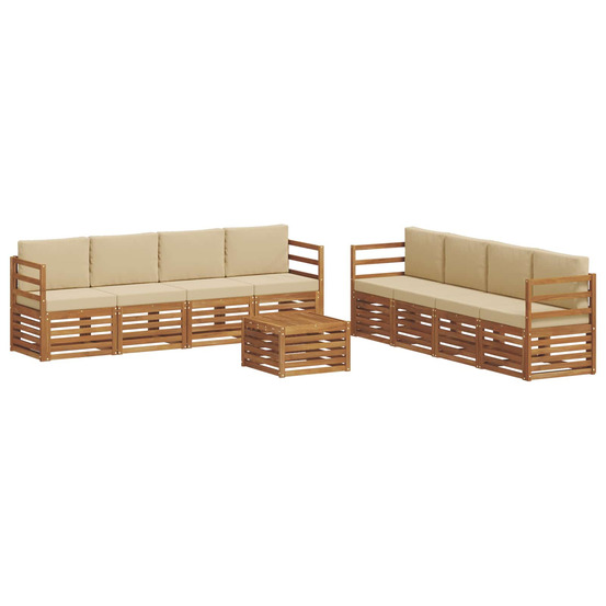 Ensembles de canapés avec coussin 9 pcs naturel et beige