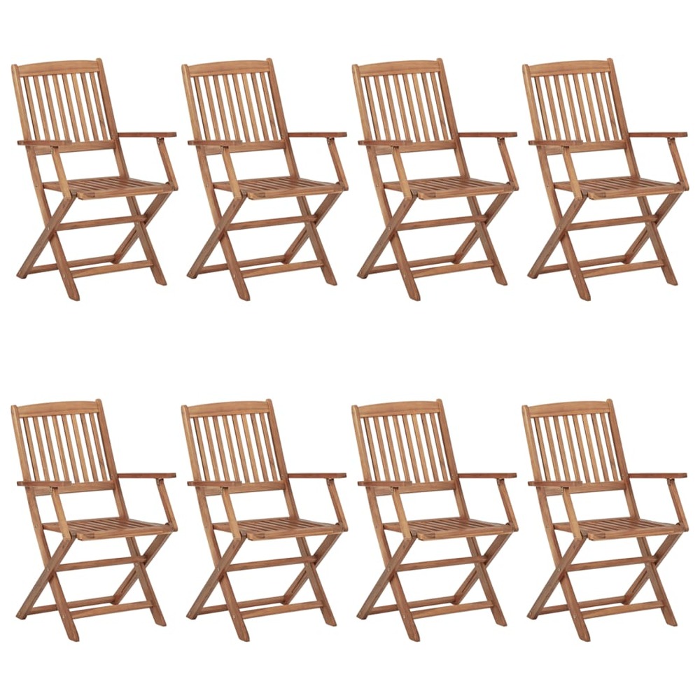 Chaises pliables de jardin lot de 8 avec coussins bois d'acacia