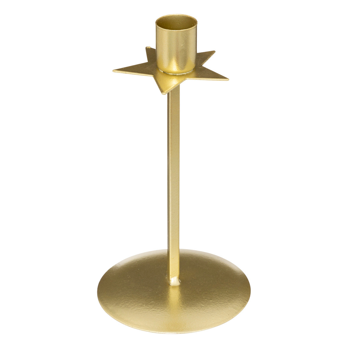 Bougeoir chandelier étoile en métal doré d 9 x h 18 cm