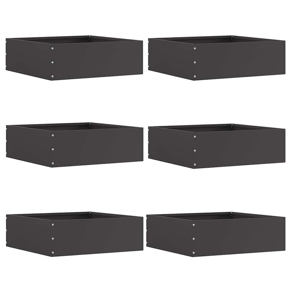 Bordure de pelouse 6 pcs noir 40 x 40 x 13 cm acier