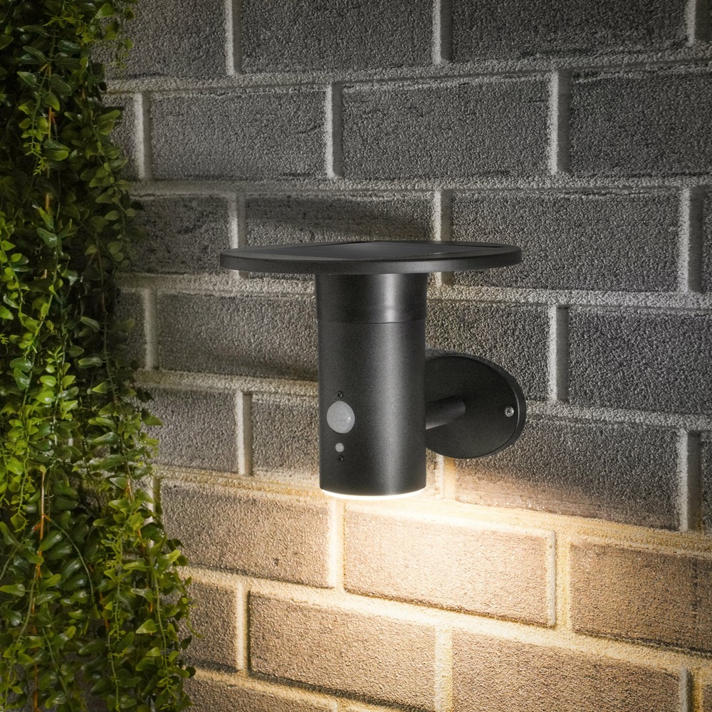 Esotec solar applique murale pour l'extérieur bologna pir batterie metal 3 modes d'éclairage 102750
