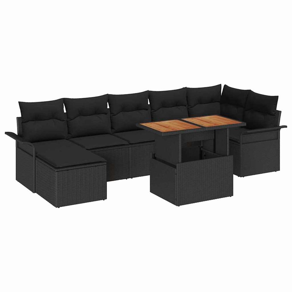 Ensemble de canapé de jardin 8 pc noir poly rotin