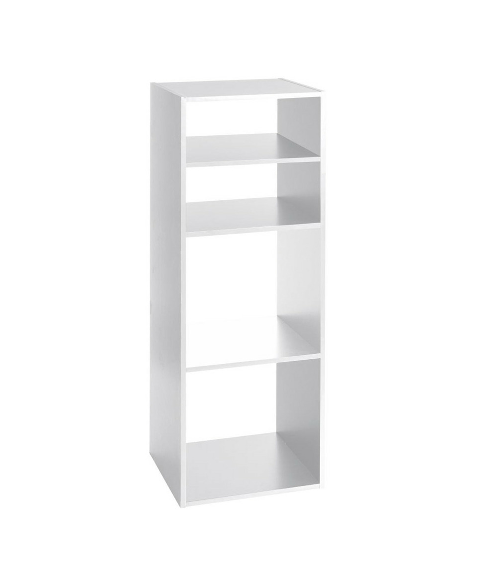 Meuble étagère 4 cases de rangement blanc h 100.5 cm