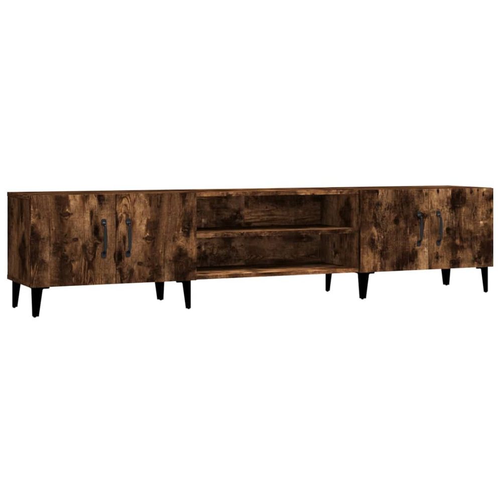Meuble tv chêne fumé 180x31,5x40 cm bois d'ingénierie