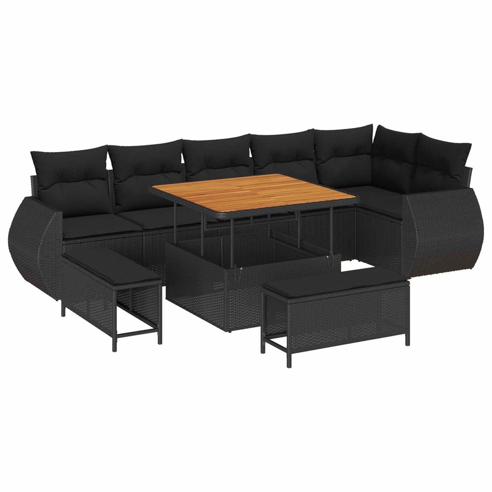 Ensemble de canapé de jardin 9 pc 9-nombre de places noir