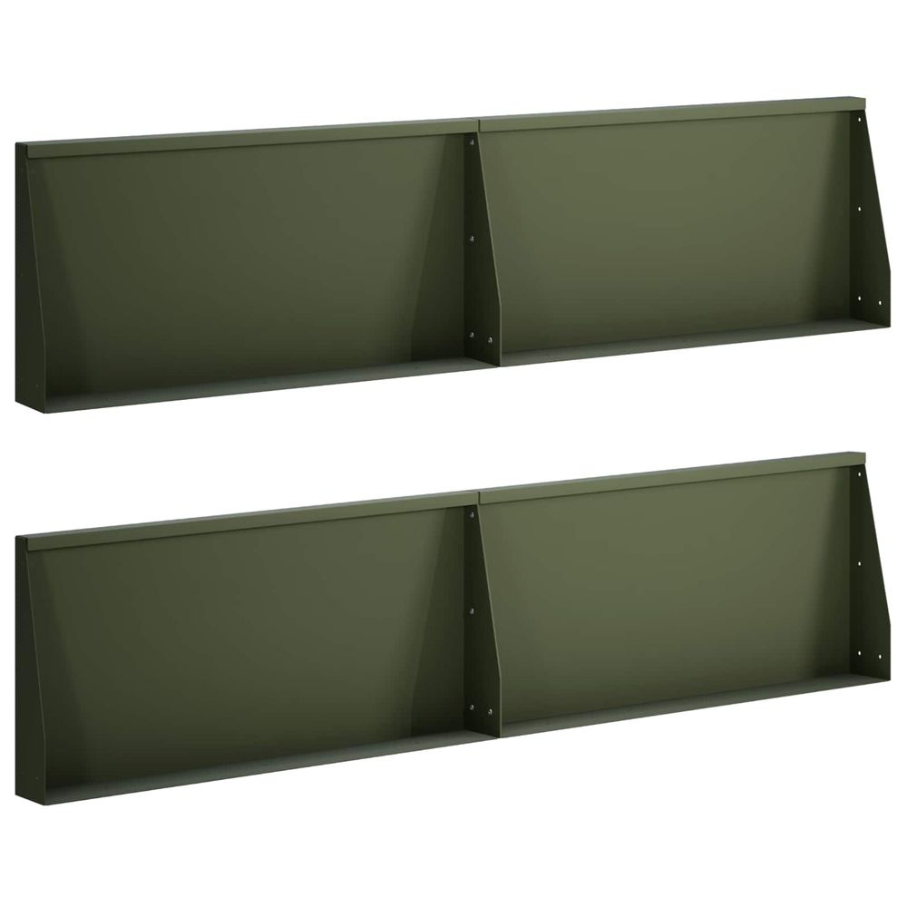 Mur de soutènement 4 pc 80 x 12 x 50 cm acier vert olive