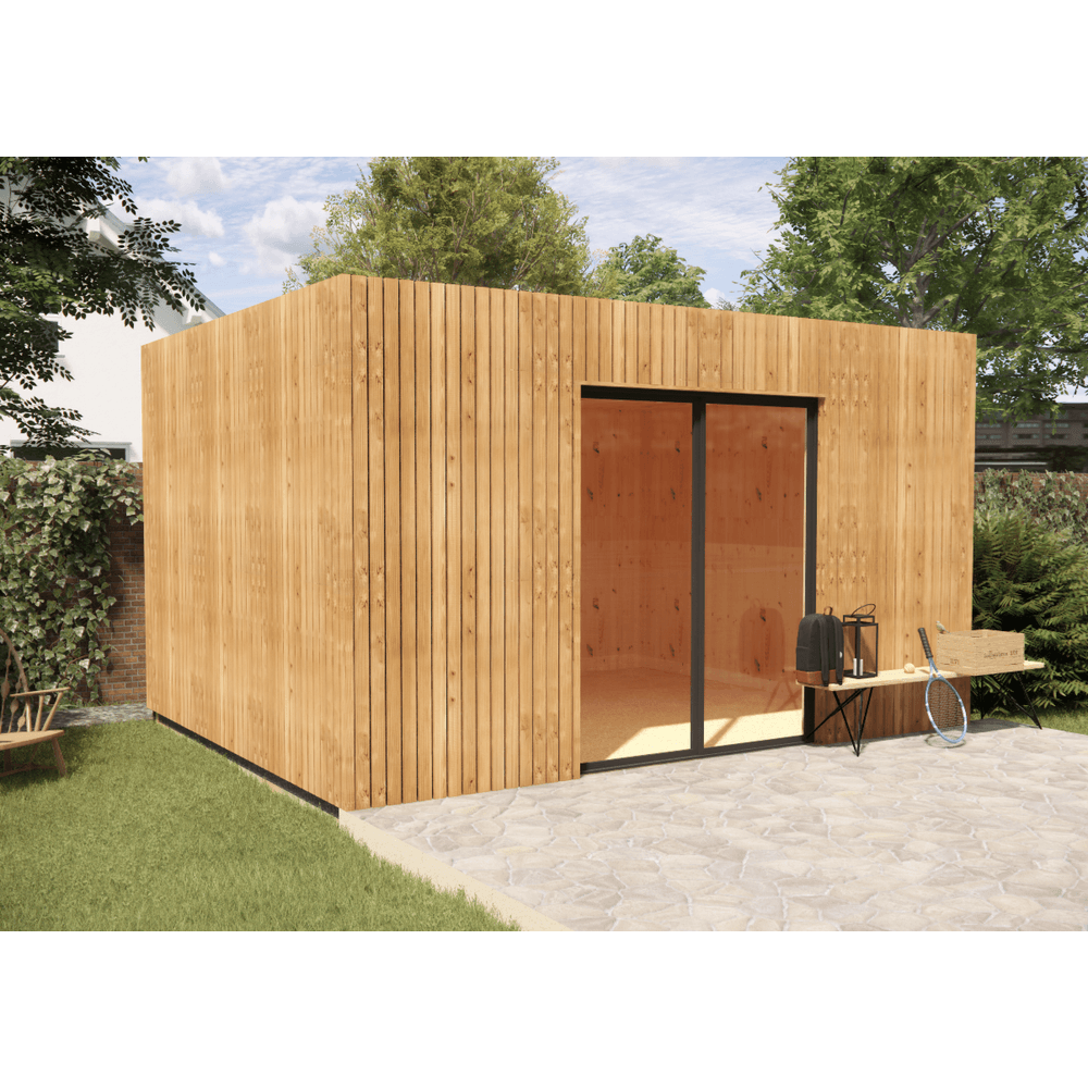 Bureau de jardin habitable en bois 4,4 x 3,5 x 2,7 m / menuiseries alu k-line