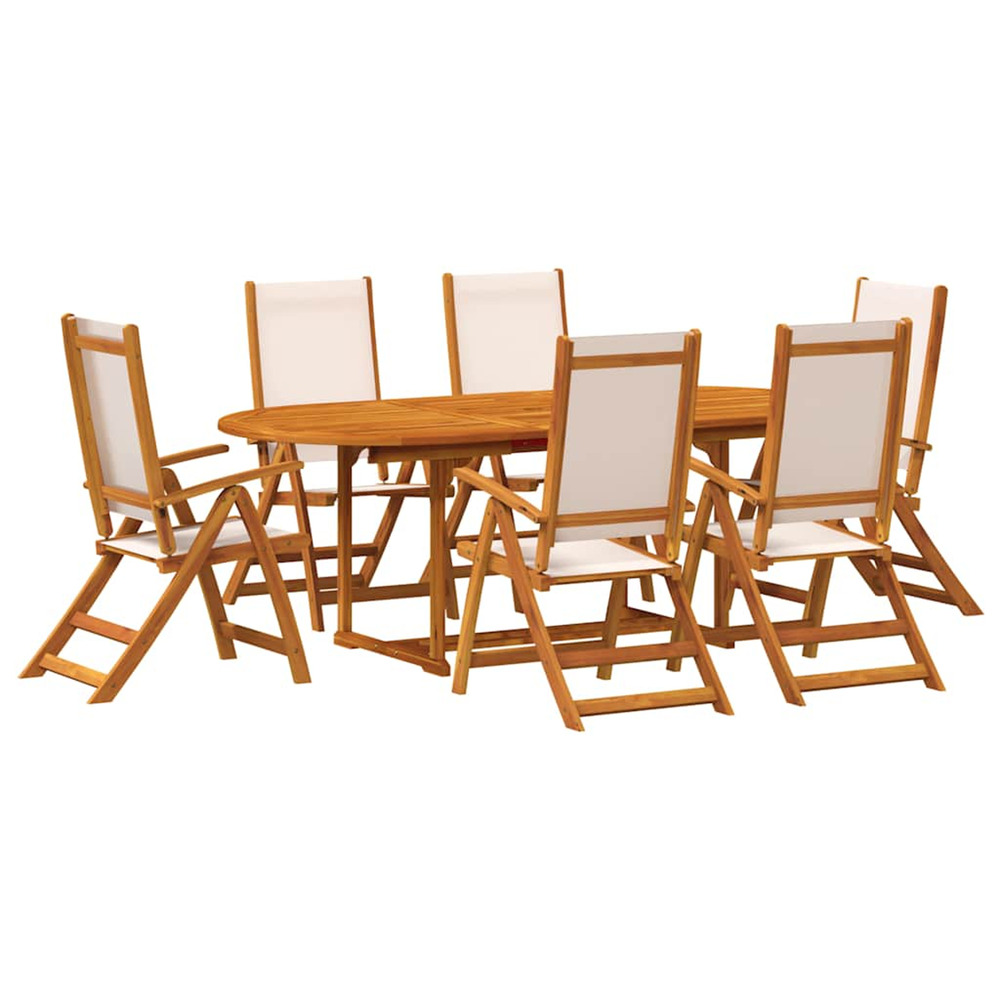 Ensemble à manger de jardin 7pcs bois d'acacia solide textilène