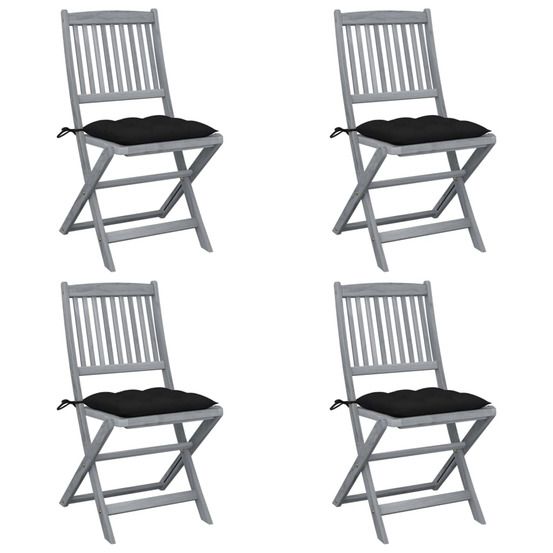 Chaises pliantes 4 pièces avec coussins en bois d'acacia massif