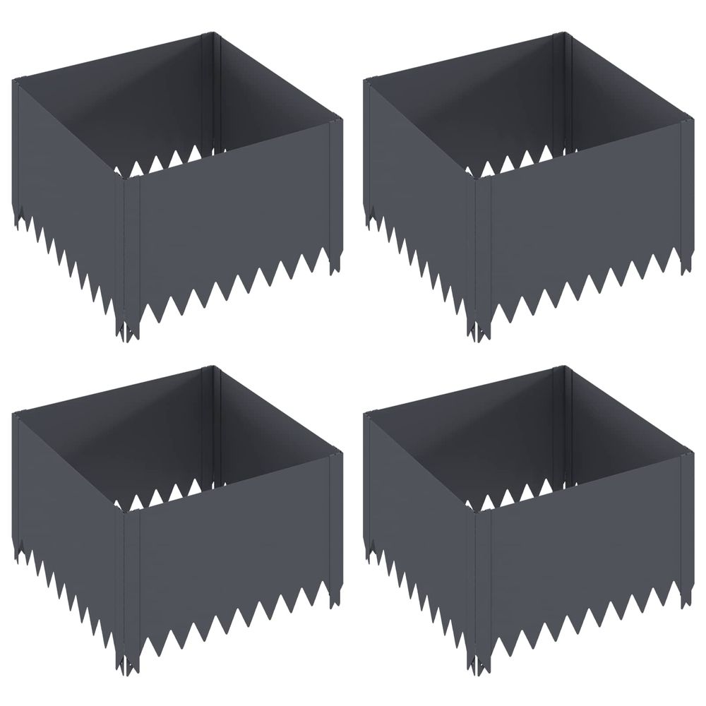 Bordure de pelouse 4 pc 60 x 60 x 35 cm acier anthracite