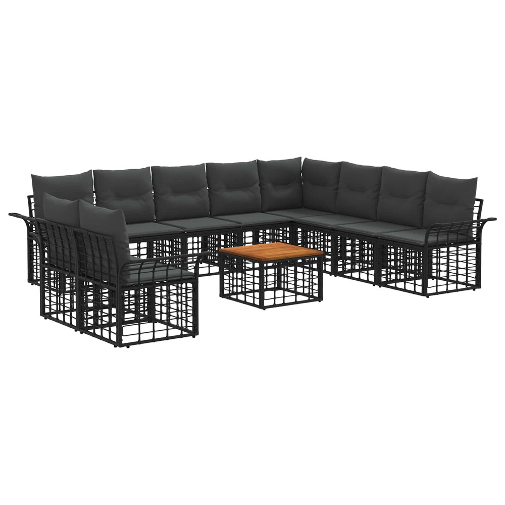 Ensemble de canapés d'extérieur 11 pcs noir et gris foncé