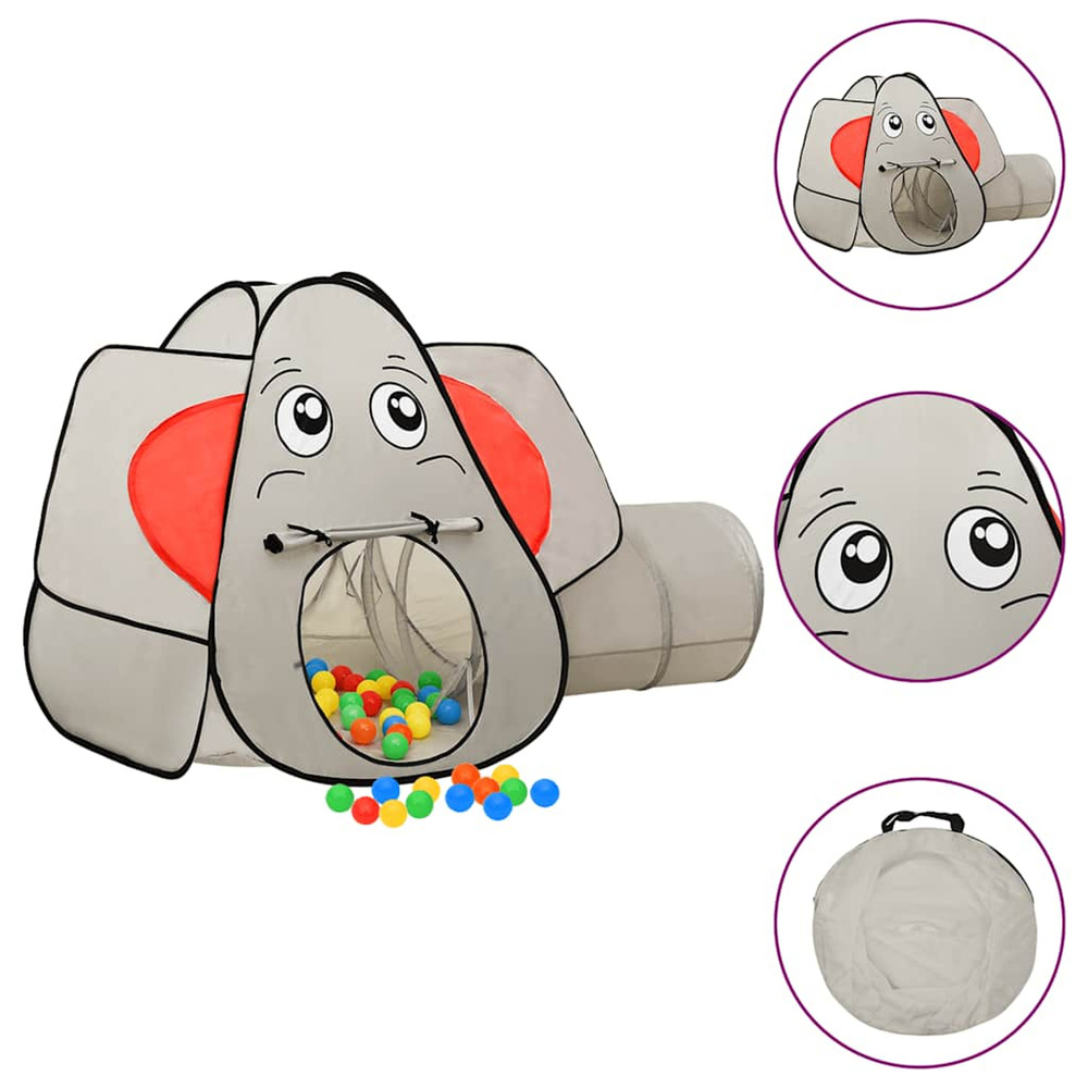 Tente de jeu pour enfants 250 balles éléphant gris 174x86x101cm