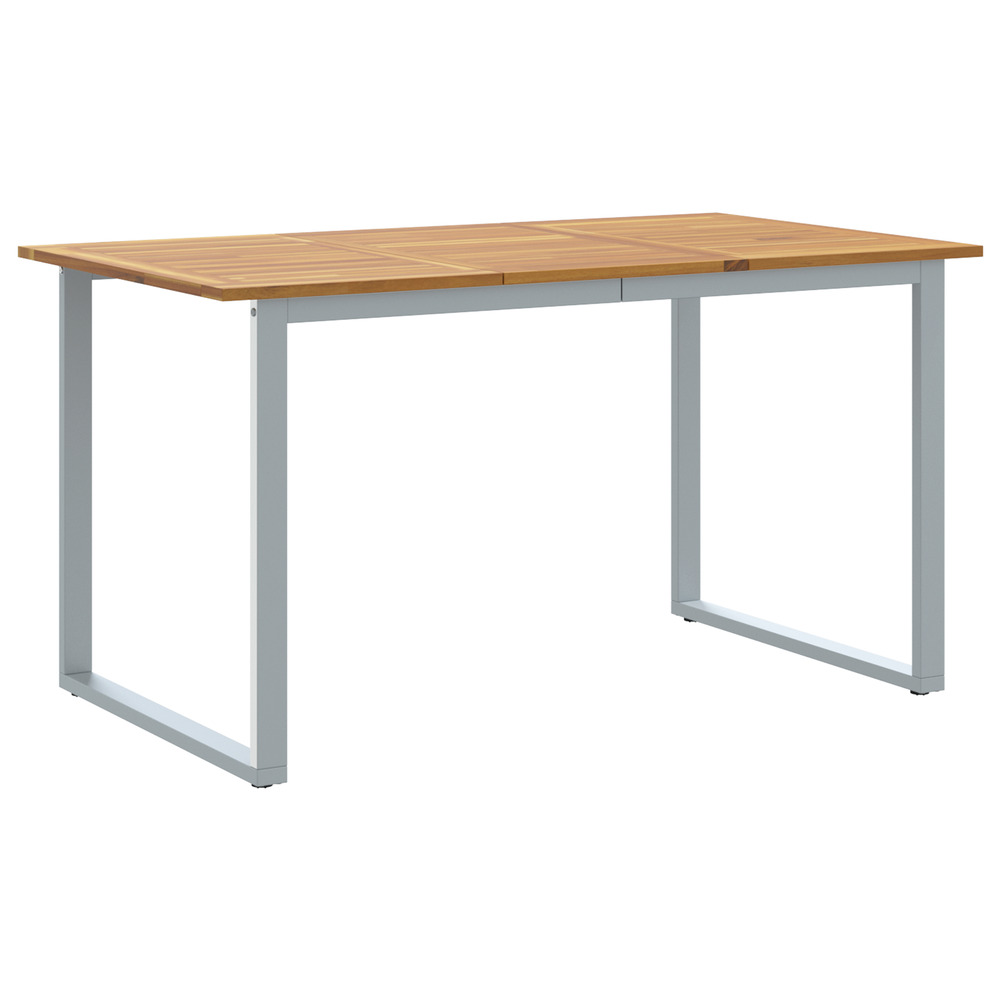 Table de jardin gris 140x80x75 cm acier et bois d'acacia solide