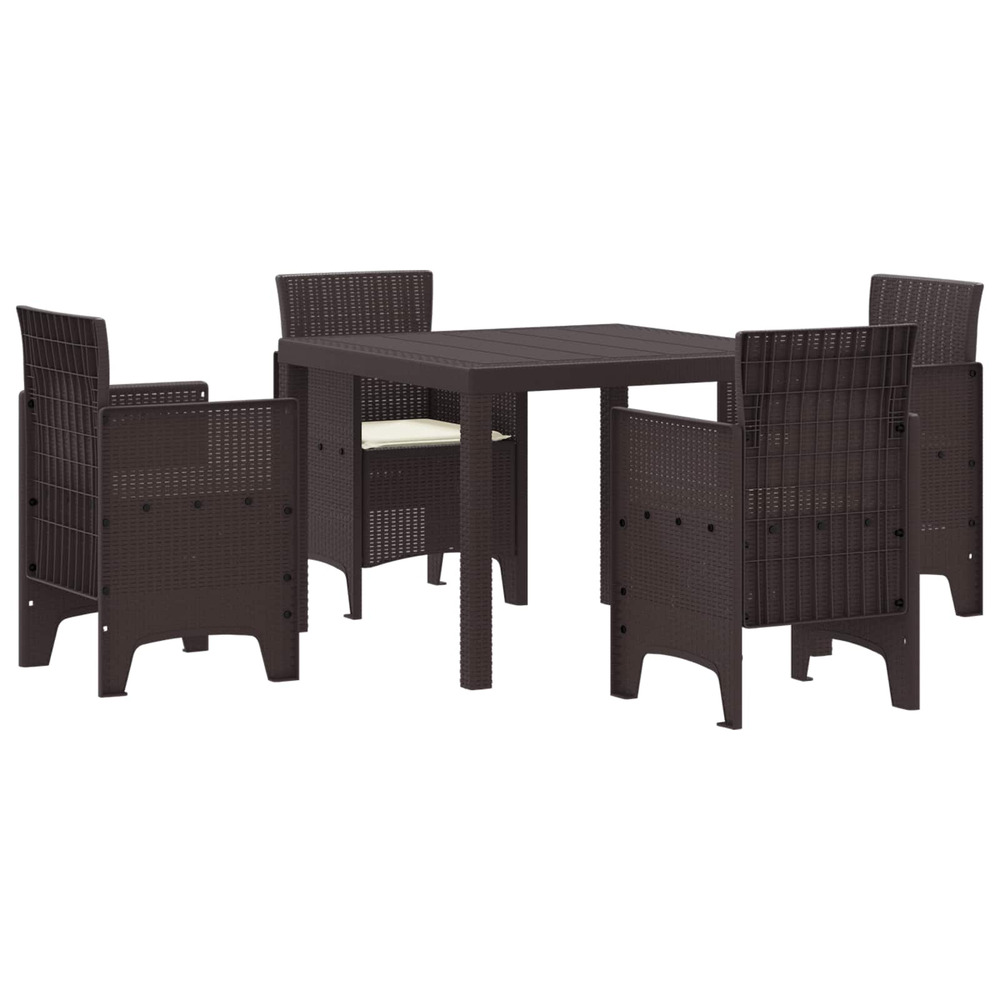 Ensemble de salle à manger pour jardin 5 pcs marron rattan polt