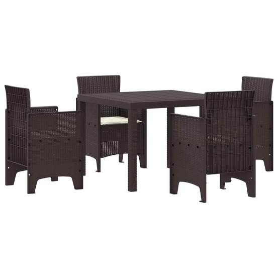 Ensemble de salle à manger pour jardin 5 pcs marron rattan polt