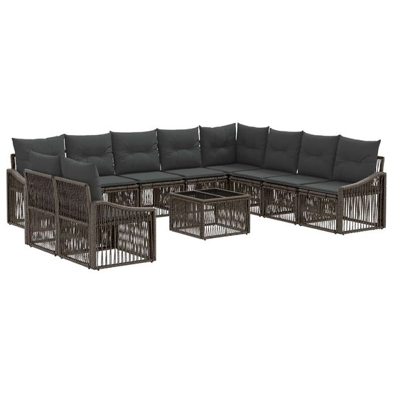 Ensemble de canapé de jardin 11 pc gris polyrotin