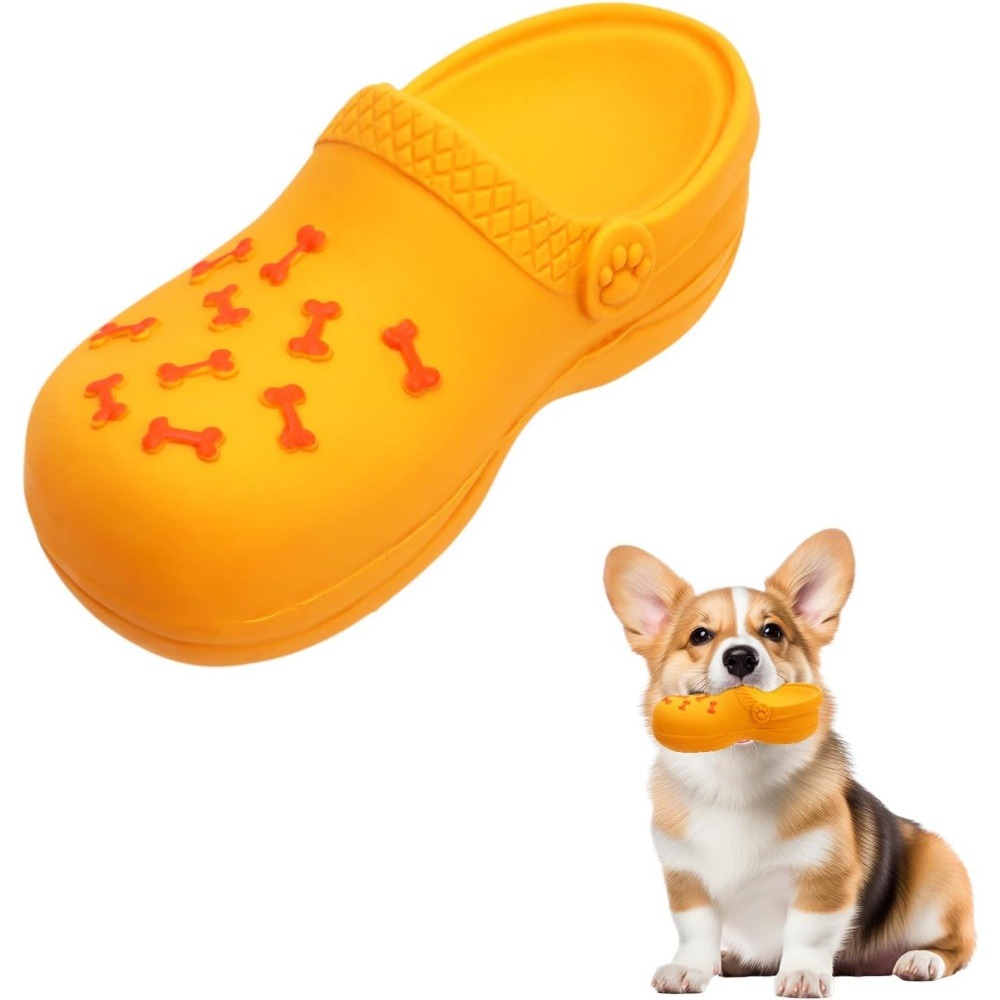 Jouets à mâcher pour chien- chaussons jouets interactifs pour nettoyer les dents-orange