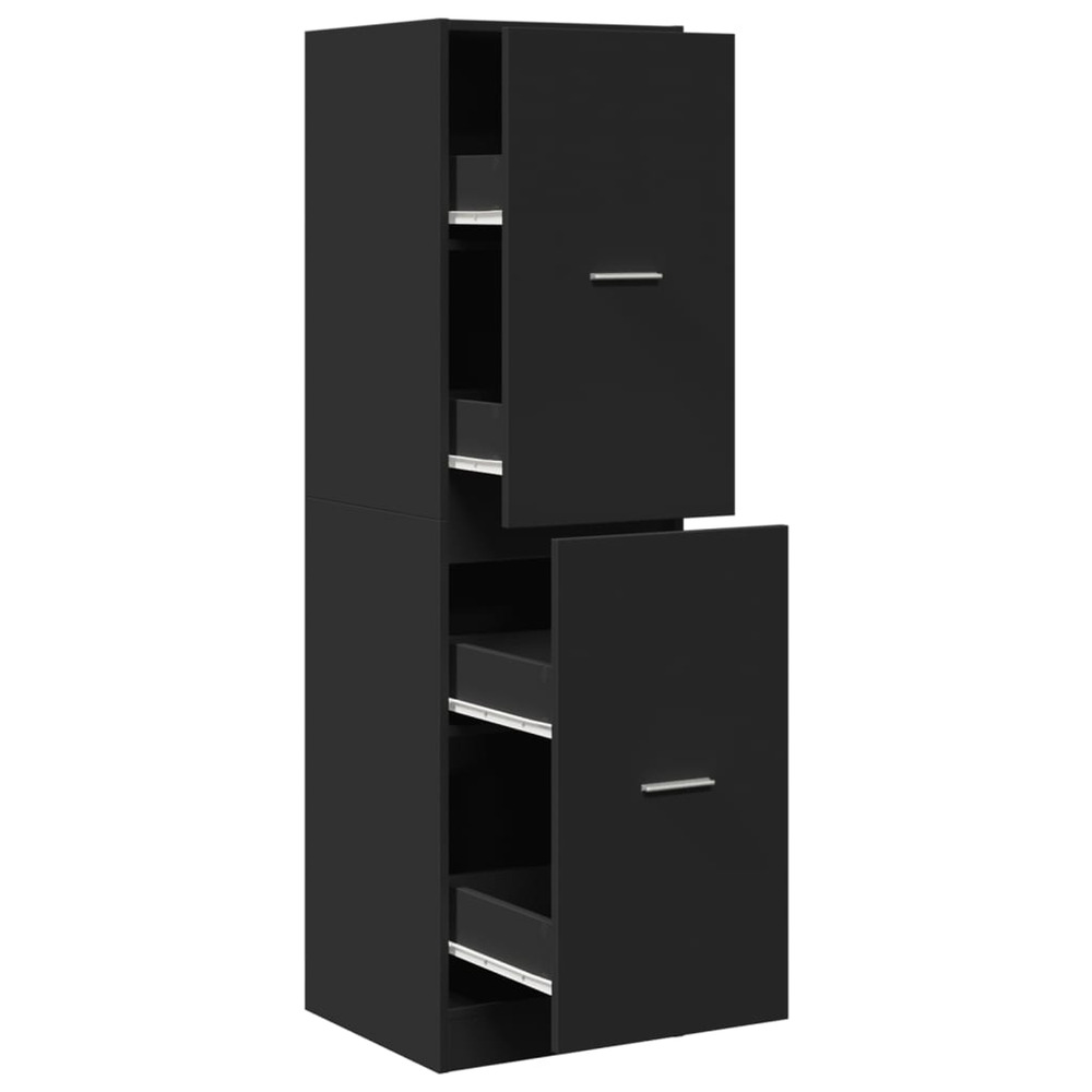 Armoire d'apothicaire noir 40x41x144,5 cm bois d'ingénierie