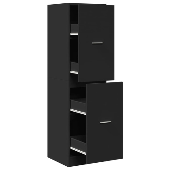 Armoire d'apothicaire noir 40x41x144,5 cm bois d'ingénierie