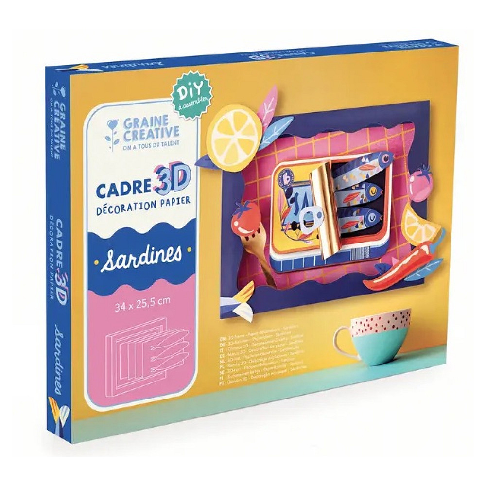 Coffret creatif cadre 3d papier les sardines