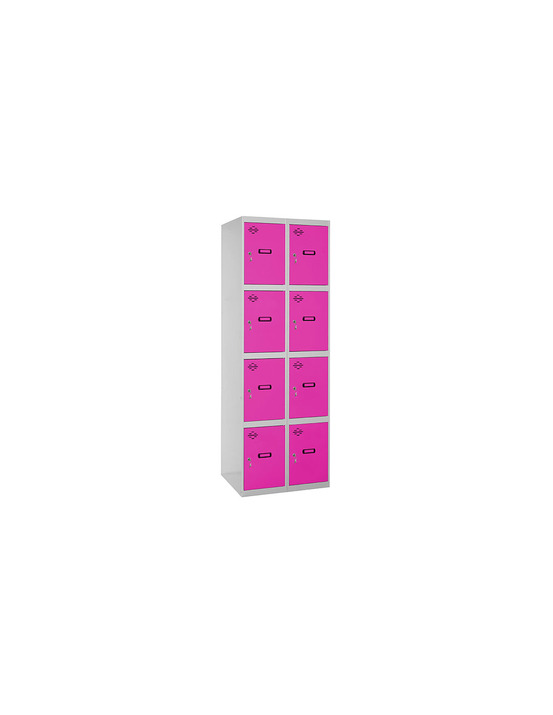 Casier-armoire simonlocker desm. 4 portes 2/8 300 (600) gr/ro gris/rose 1800x600x500 - simonrack