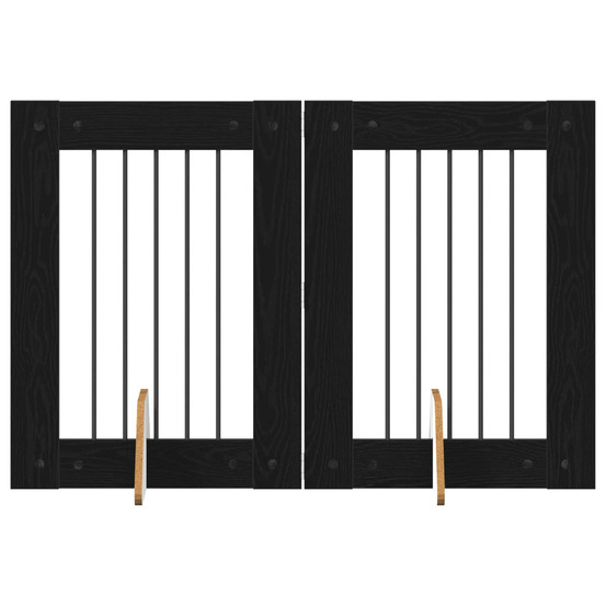 Portillon pour chien avec supports 2 pcs chêne noir 60 x 80 cm