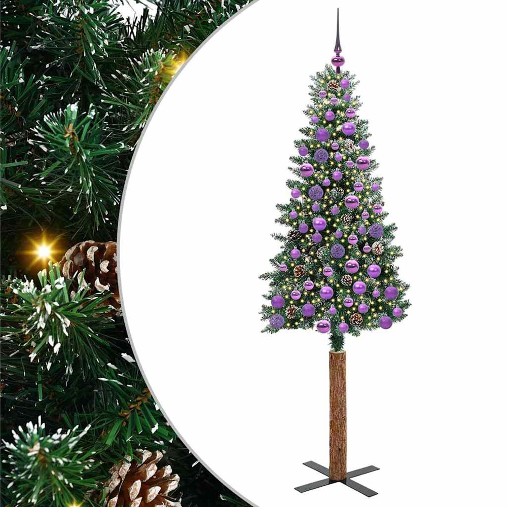 Sapin de noël mince vert 180 cm pvc et bois de pin massif