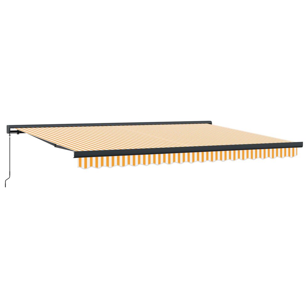 Auvent rétractable jaune et blanc avec cadre anthracite
