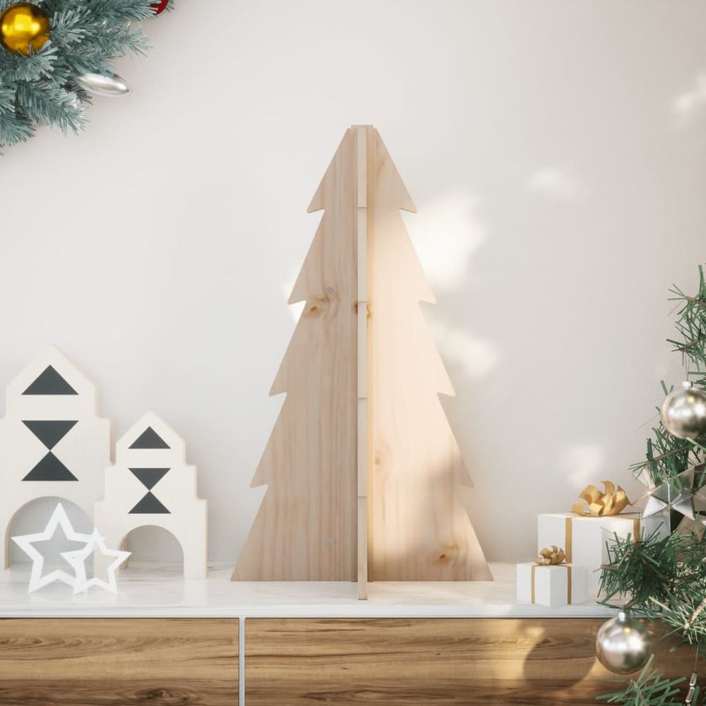 Sapin de noël en bois naturel pin brut décoration diy intérieur 69,5 cm