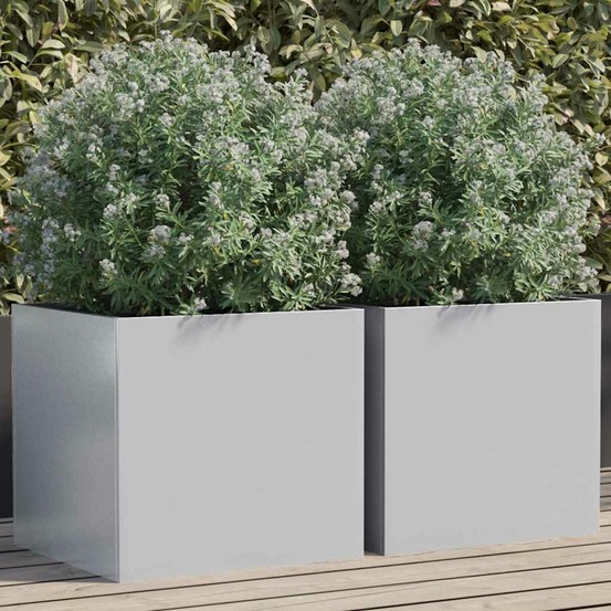 Jardinières 2 pcs argenté 42x40x39 cm acier galvanisé