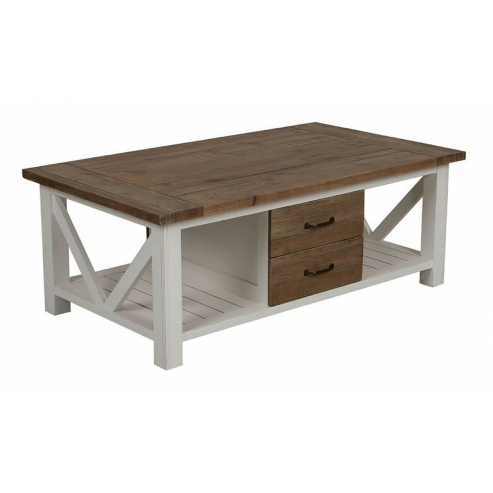 Table basse rectangulaire bois blanc - rivages interior's