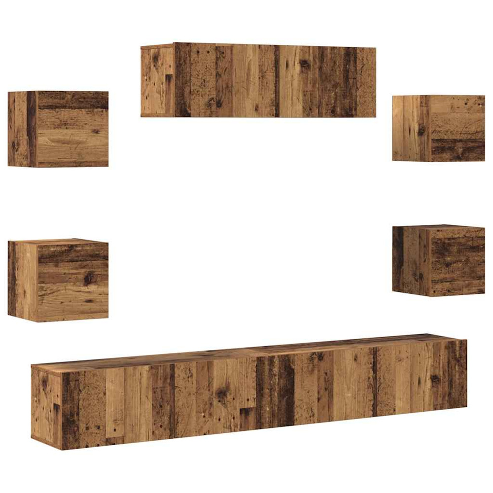 Ensemble de meuble tv mural 7 pcs vieux bois bois d'ingénierie