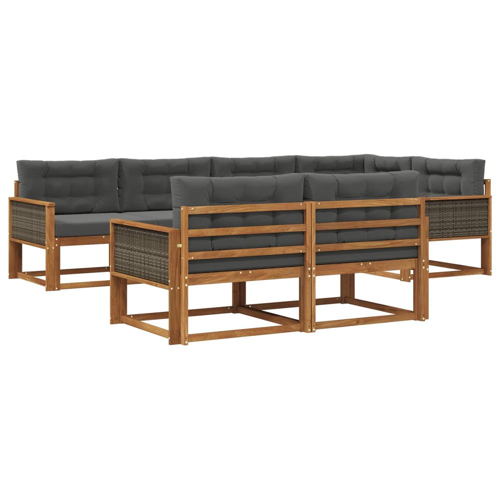 Ensemble de canapés d'extérieur 8 pc naturel et anthracite