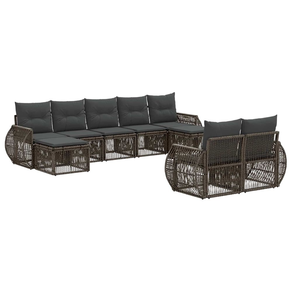Ensemble de canapé de jardin 9 pc gris et gris foncé polyrotin
