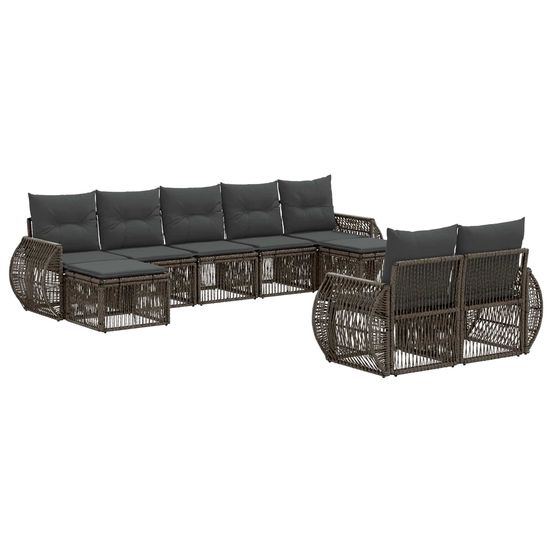 Ensemble de canapé de jardin 9 pc gris et gris foncé polyrotin