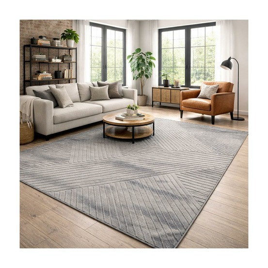 Tapis salon 200x290 lyn9 d gris, tapis ton sur ton moderne