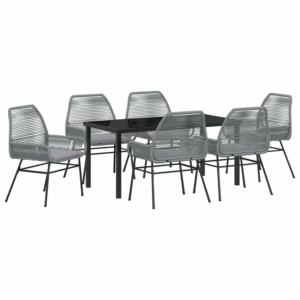 Ensemble de salle à manger pour jardin 7 pcs gris polyrotin