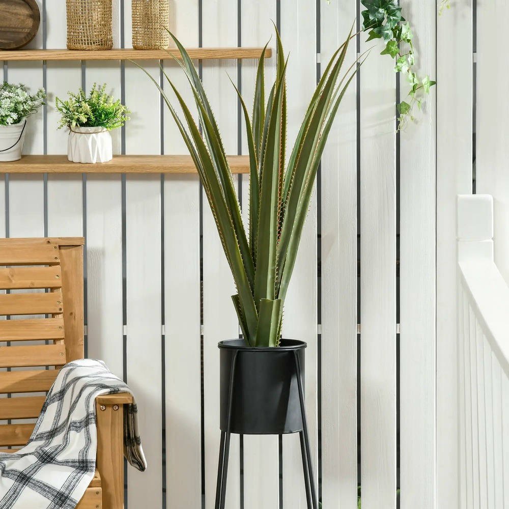 Plante artificielle type agave en pot hauteur 90 cm, 16 feuilles, interieur  extrieur, grand ralisme | Truffaut