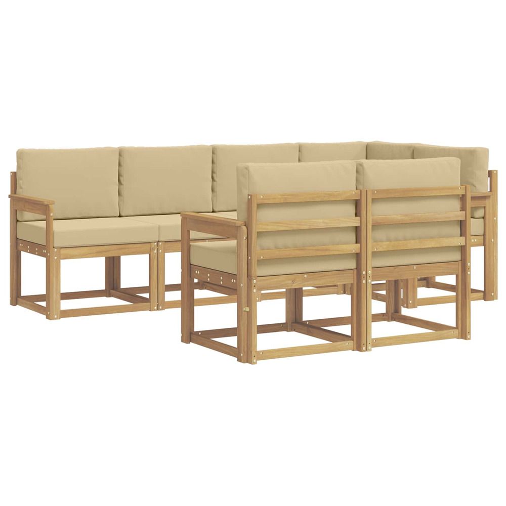 Ensemble de canapés d'extérieur 7 pc blanc et beige polyester